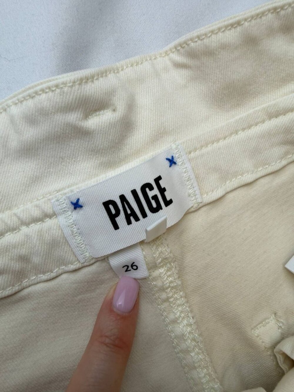 Paige Carly Wide-Leg Jeans w/ Waistband Tie Ivory Size 26 - Picture 5 of 11